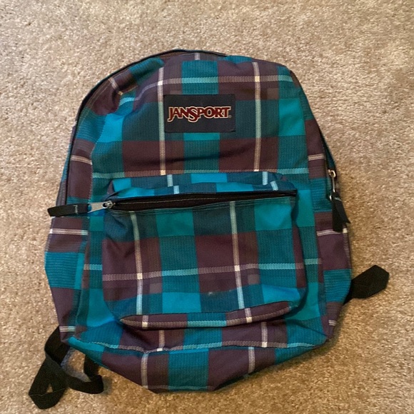 jansport backpack blue plaid Draw Sack Vinyl acctate FoamDimension Approximately SUPERBREAK Check Me Plaid